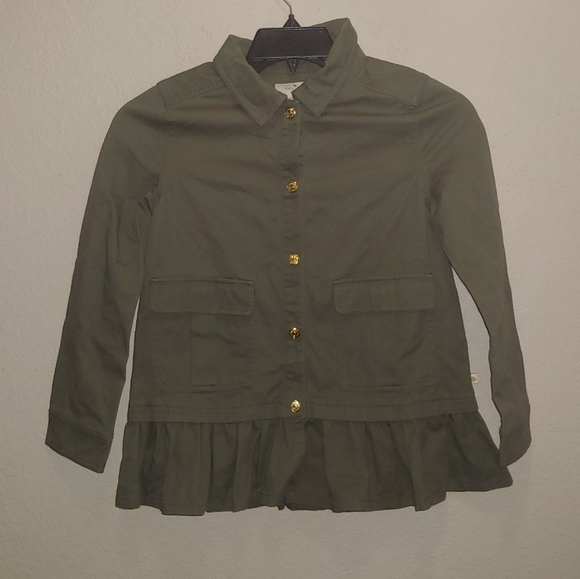 12 Kate Spade Girls Green Ruffle Hem Field Jacket - Picture 2 of 7